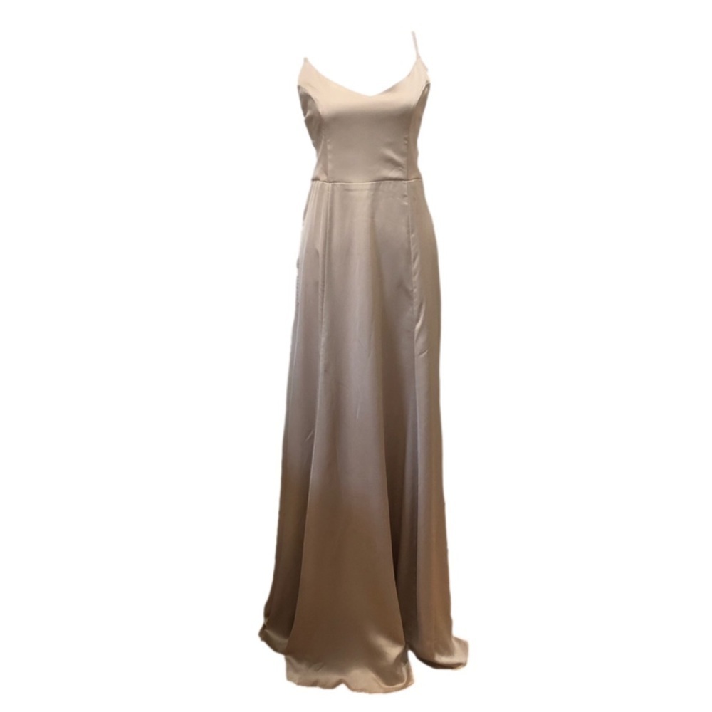 Show Me Your MuMu Champagne Satin Maxi Dress